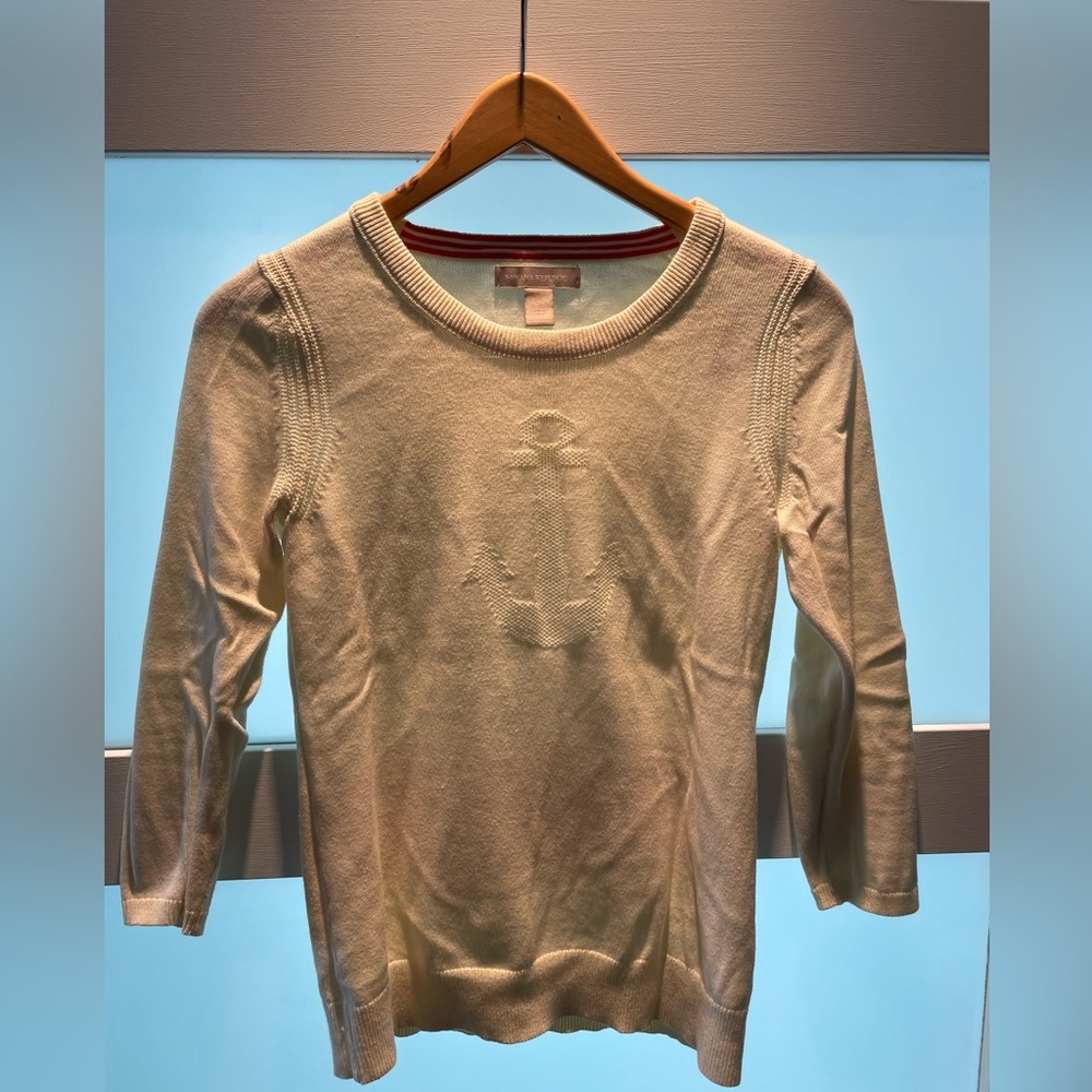 Banana Republic- Cream Crew Neck Sweater with Anchor